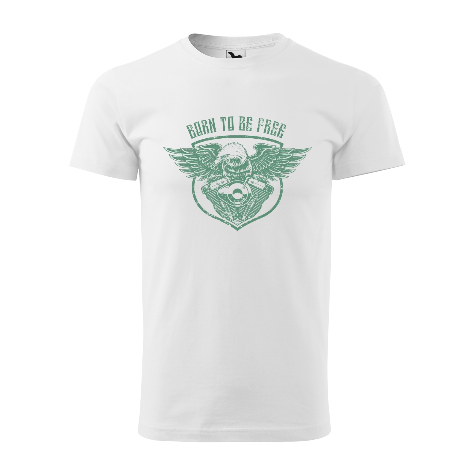 Tricou alb barbati pentru motociclisti, bikeri, Born to be Free, marime XL