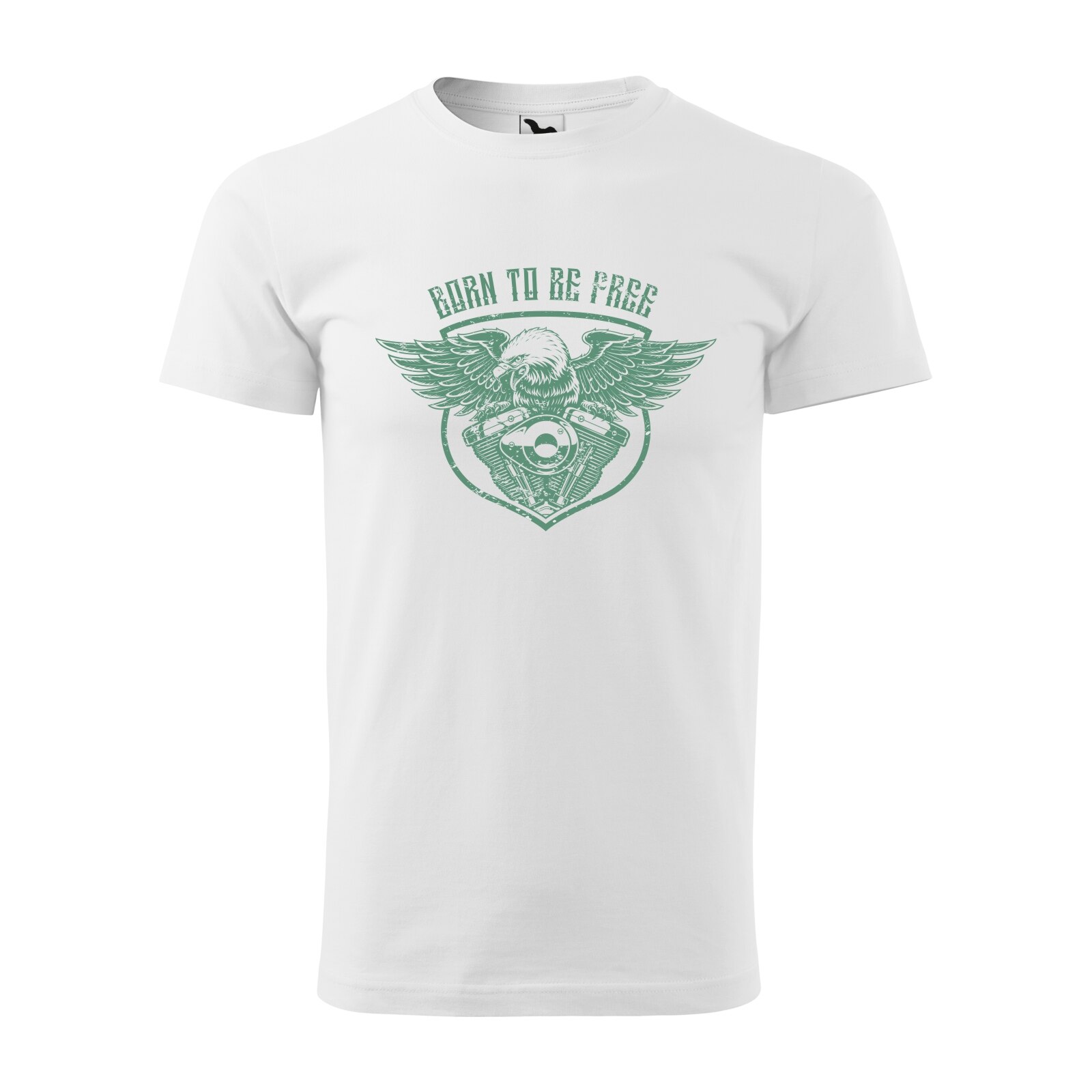 Tricou alb barbati pentru motociclisti, bikeri, Born to be Free, marime L