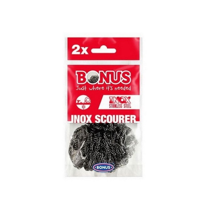 Edénysúroló BONUS Inox spirál fém dörzsi 5x5x3,5cm 2 darabos