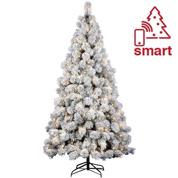 Brad artificial frosted Kring Chicago, aspect nins, 210 cm, lumina calda, adaptor smart, PP, ace 3D, suport metalic, Alb Brad artificial frosted Kring Chicago, aspect nins, 210 cm, lumina calda, adaptor smart, PP, ace 3D, suport metalic, Alb