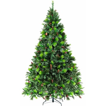 Brad artificial premium Kring Phoenix, PP/PVC, ace 3D/2D, cu conuri si merisoare, 240 cm, Verde Brad artificial premium Kring Phoenix, PP/PVC, ace 3D/2D, cu conuri si merisoare, 240 cm, Verde