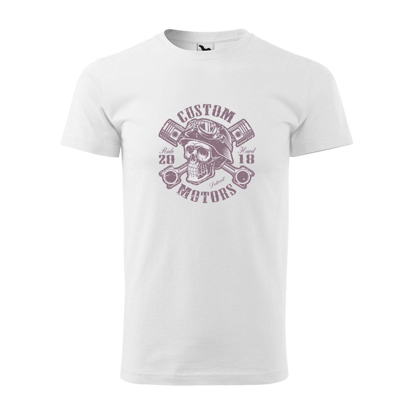 Tricou alb barbati pentru motociclisti, bikeri, Skull Helmet Garage, marime L