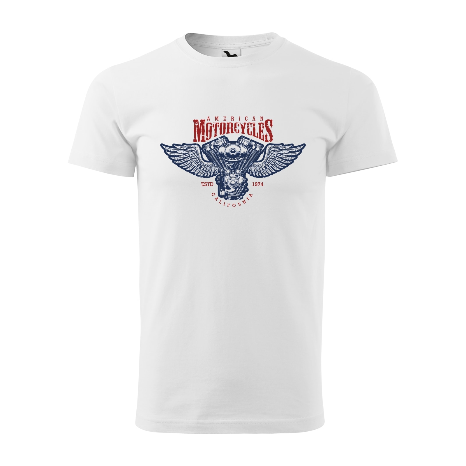 Tricou alb barbati pentru motociclisti, bikeri, American Wings, marime M
