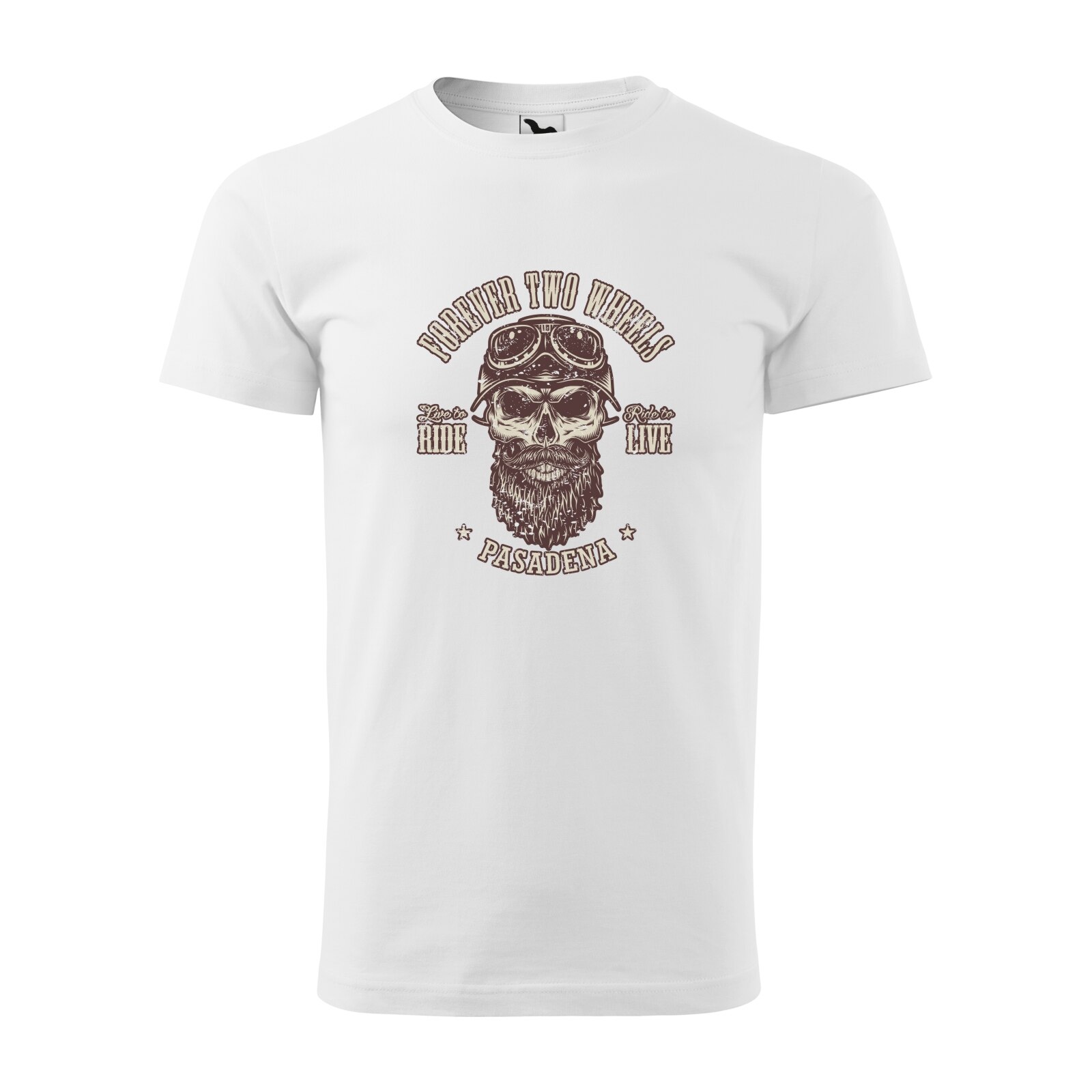 Tricou alb barbati pentru motociclisti, bikeri, Forever two Wheels, marime L