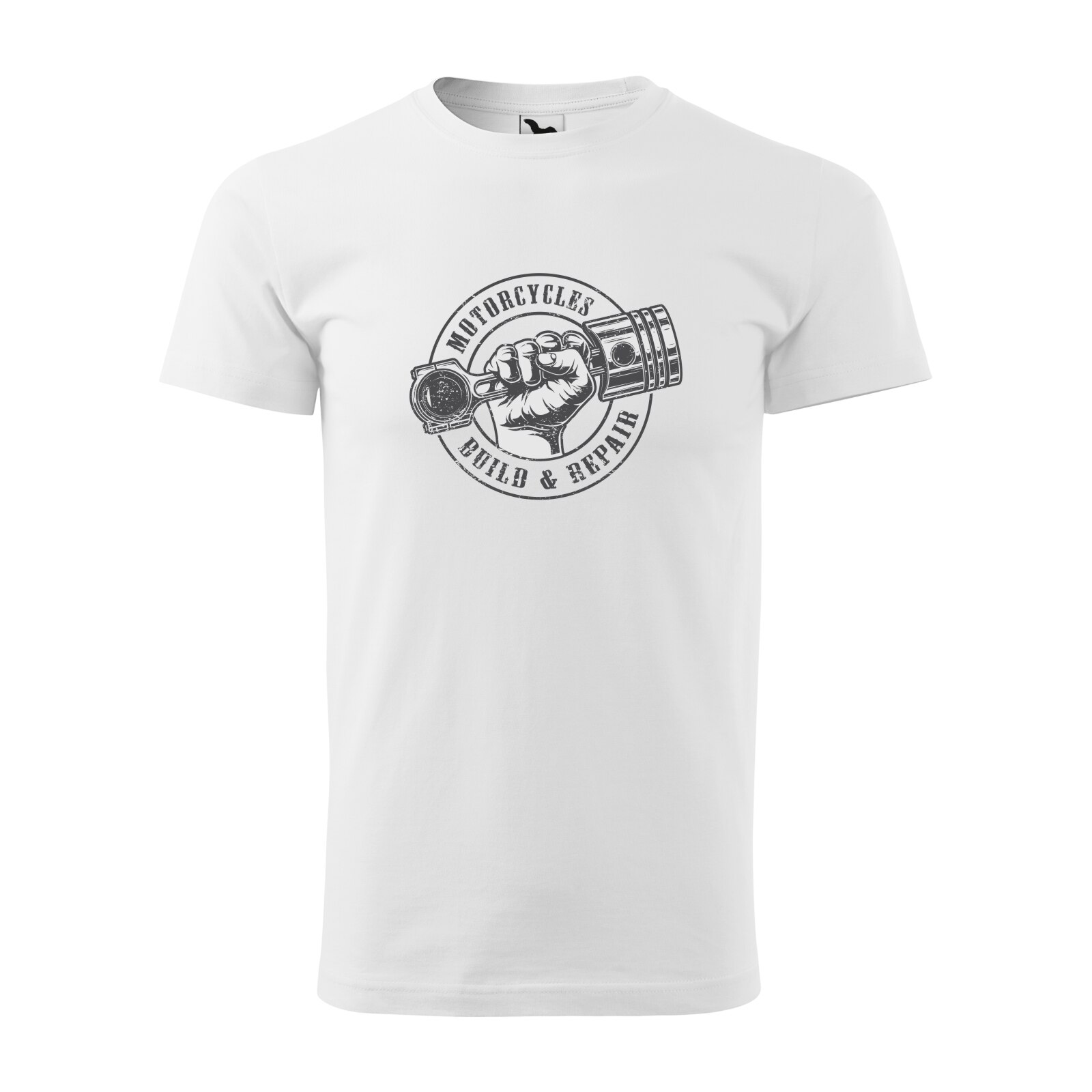 Tricou alb barbati pentru motociclisti, bikeri, Build and Repair, marime L