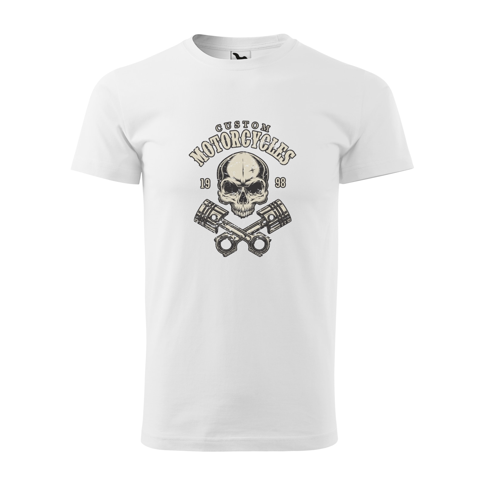 Tricou alb barbati pentru motociclisti, bikeri, American Custom Skull, marime L