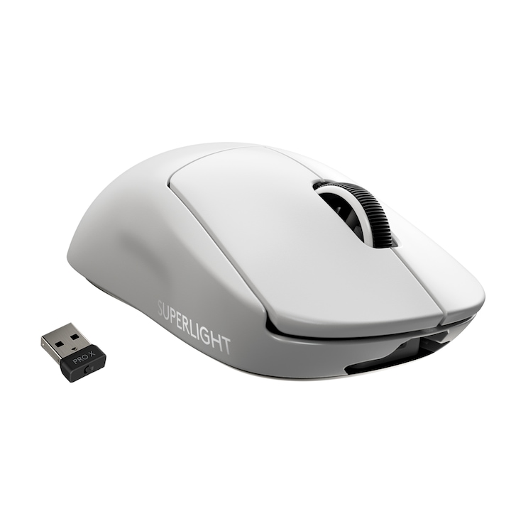 Безжична мишка Gaming Logitech Pro X Superlight, 63 г, Сензор LightSpeed Hero 25K DPI, Бял