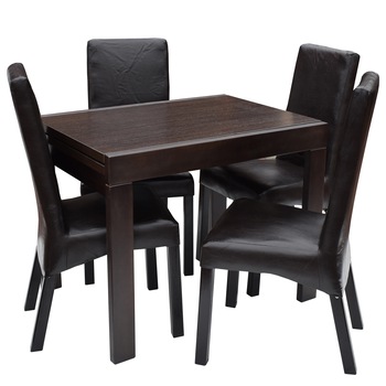 Set Masa Kors cu 4 scaune tapitate Donna, Wenge Set Masa Kors cu 4 scaune tapitate Donna, Wenge