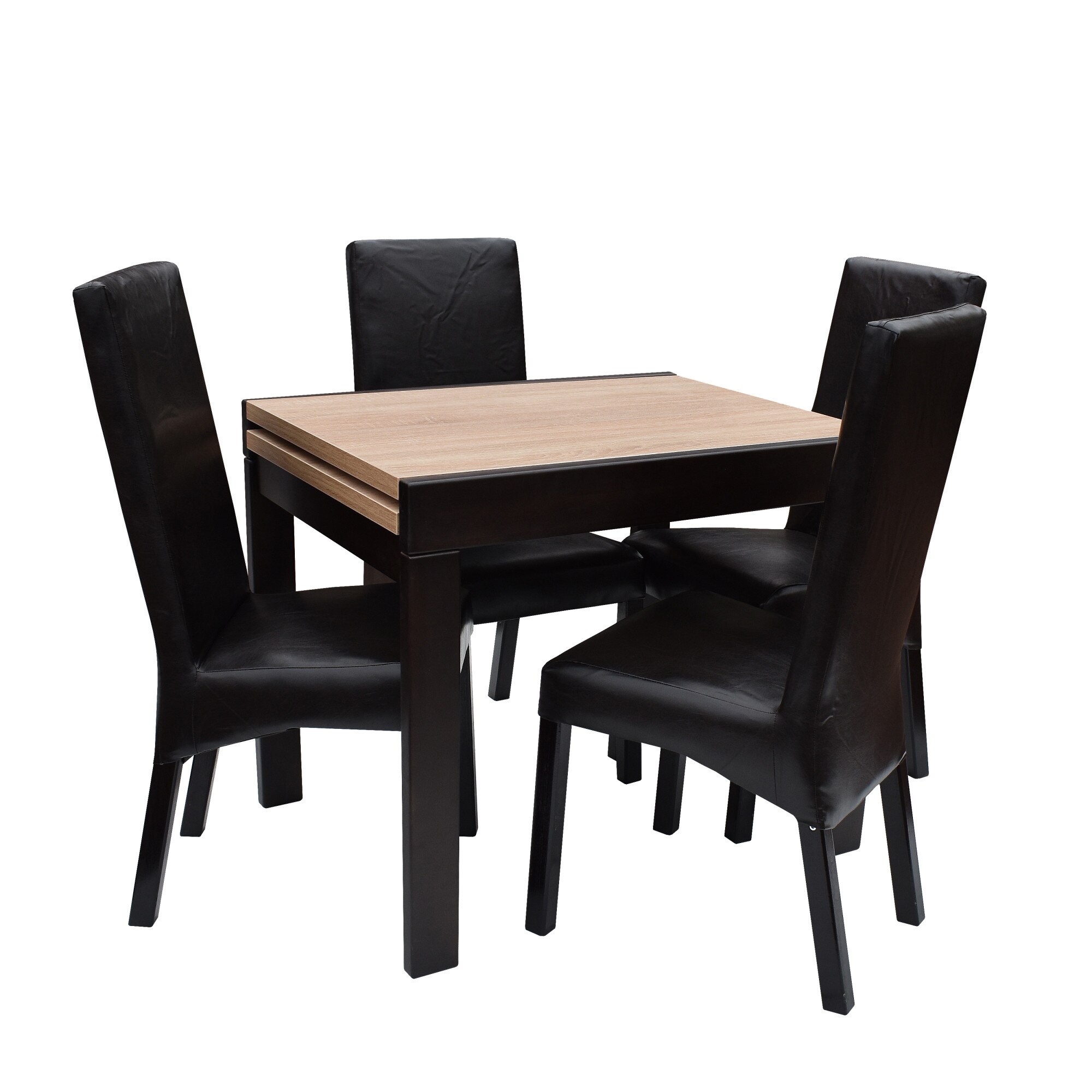 Set Masa Kors cu 4 scaune tapitate Donna, Sonoma / Wenge