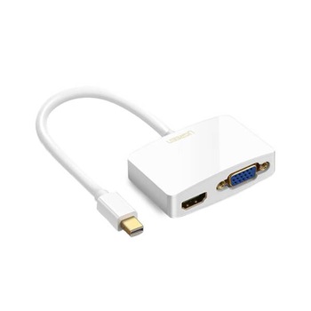 Adaptor Ugreen MD108 10427 Mini Display Port la HDMI + VGA Ugreen, Alb Adaptor Ugreen MD108 10427 Mini Display Port la HDMI + VGA Ugreen, Alb