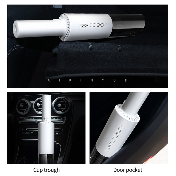 OEM Hordozható porszívó, 6000pa, ABS, vezeték nélküli, USB, 36.8 x 6.5 x 3.5 cm, fehér / fekete