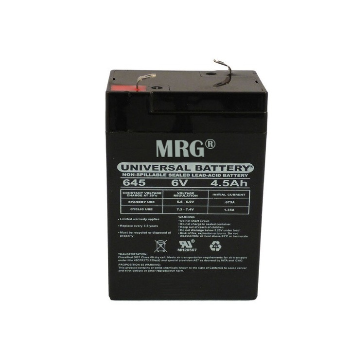 Acumulator plumb acid MRG M-425, 6V-4.5Ah, Reincarcabil, Verde