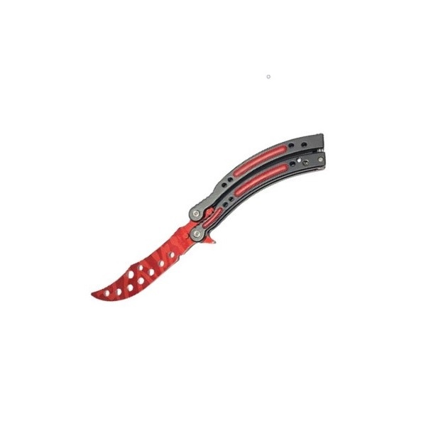 Briceag fluture pentru antrenament Balisong Butterfly 24 cm Red-23