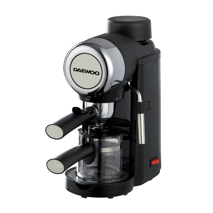 Daewoo DES-484 karos presszó kávéfőző, 800W, 3.5 bar, 0.24l, tejhab funkció, fekete