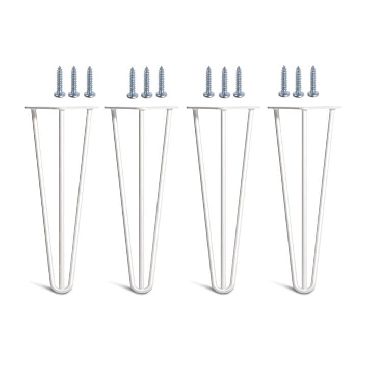 Set 4 bucati picioare masa Hairpin, alb, 35 cm