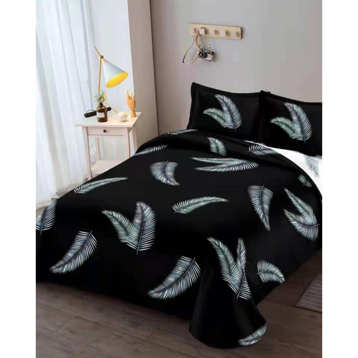 Set Lenjerie Bumbac Satinat, Cearceaf de Pat cu Elastic, 4 Piese, Pat 2 Persoane, R4E-05