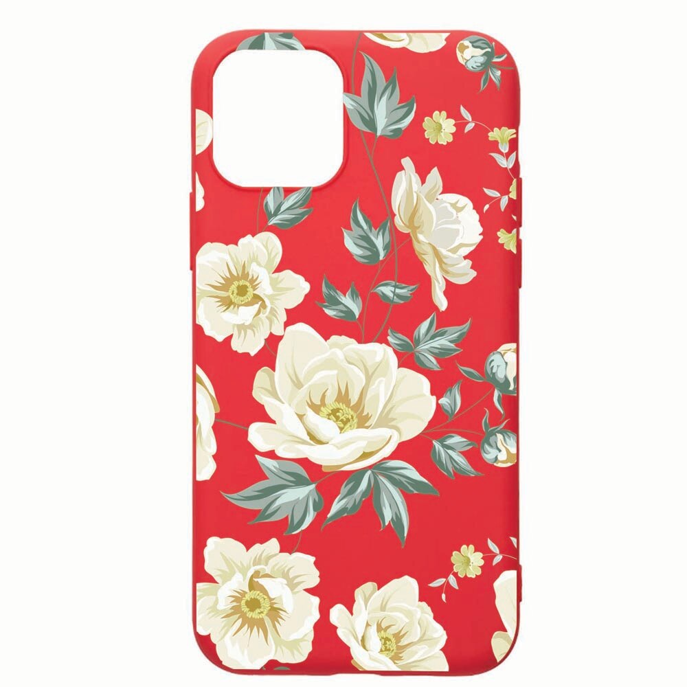 Husa Apple iPhone 12 Max, Floral, rezistenta la uzura, anti-alunecare, din silicon Premium, Red, R126