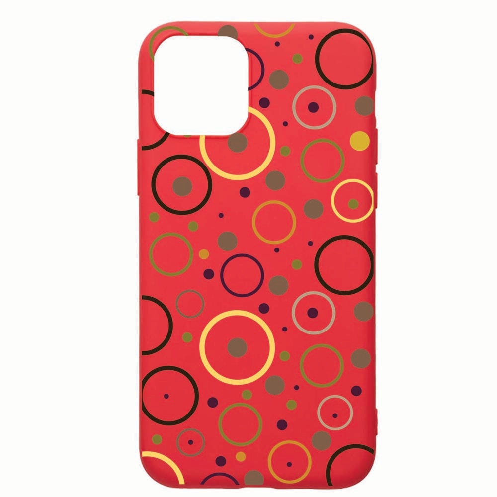Husa Apple iPhone 12 Pro Max, Circles, rezistenta la uzura, anti-alunecare, din silicon Premium, Red, R147