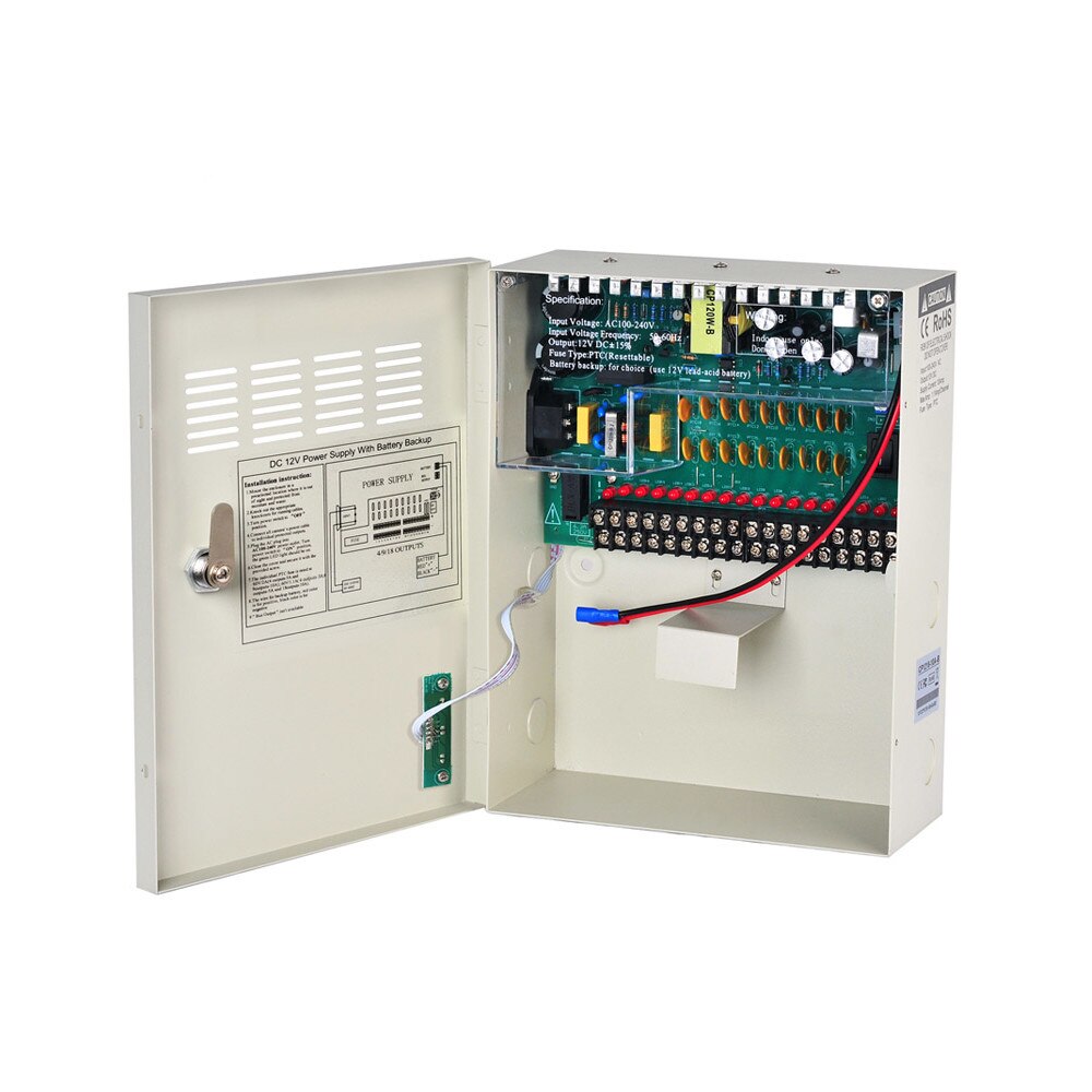 Sursa alimentare in comutatie cu back-up 12V , 10A , in cutie metalica cu 9 canale ETP-UPC09C100