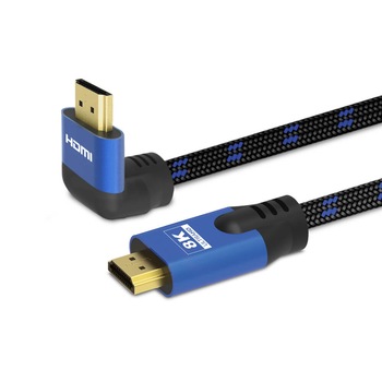 Cablu unghiular HDMI, Profesional, Savio CL-148, 8K Ultra High-Speed 48Gbps , 3M , 8K@60Hz, 4K@120Hz, Full HD @240Hz , Dynamic HDR, Dolby True HD, eARC , compatibil cu Xbox , PlayStation4 , PlayStation5 Cablu unghiular HDMI, Profesional, Savio CL-148, 8K Ultra High-Speed 48Gbps , 3M , 8K@60Hz, 4K@120Hz, Full HD @240Hz , Dynamic HDR, Dolby True HD, eARC , compatibil cu Xbox , PlayStation4 , PlayStation5