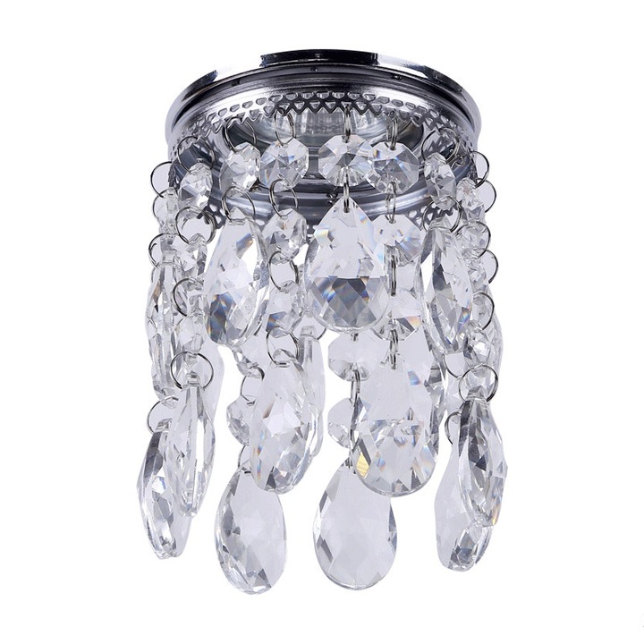 Луна Lightex, стационарна, кръгла, хром + кристали, Ф80x200mm, MR 16