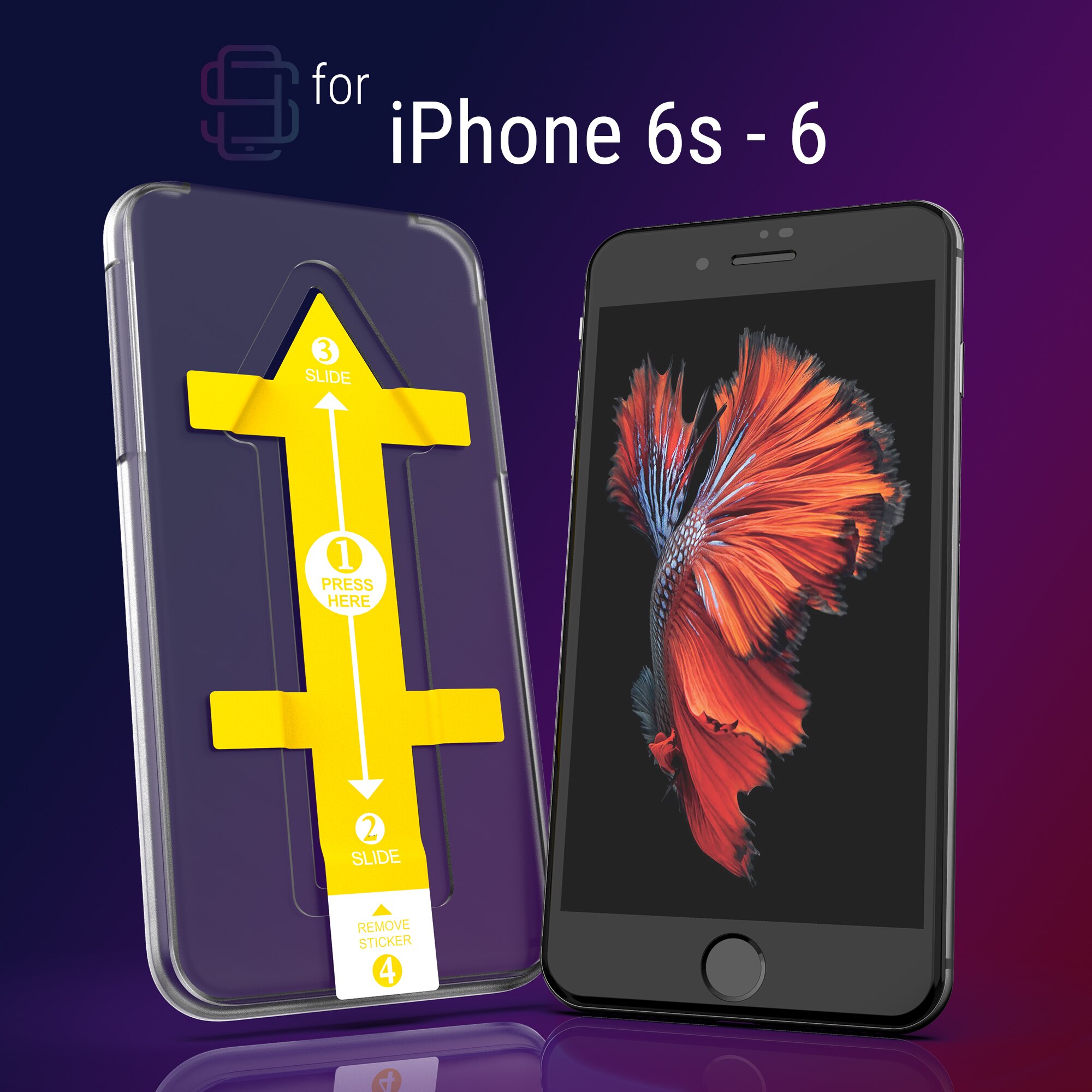 Set 2 Folii sticla pentru iPhone 6s / 6, Full Cover 3D, DefenSlim, instalare usoara si rapida cu dispozitiv de potrivire automata in 30 sec cu Easy Install Kit patentat, protectie telefon