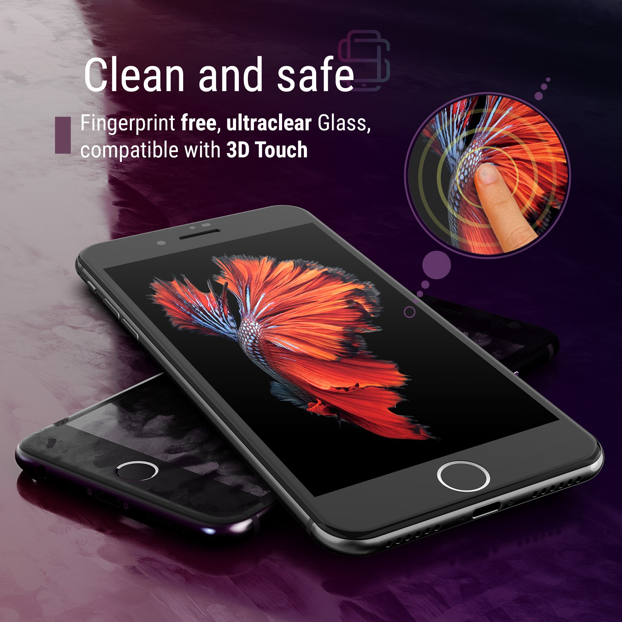 Set 2 Folii sticla pentru iPhone 6s / 6, Full Cover 3D, DefenSlim, instalare usoara si rapida cu dispozitiv de potrivire automata in 30 sec cu Easy Install Kit patentat, protectie telefon