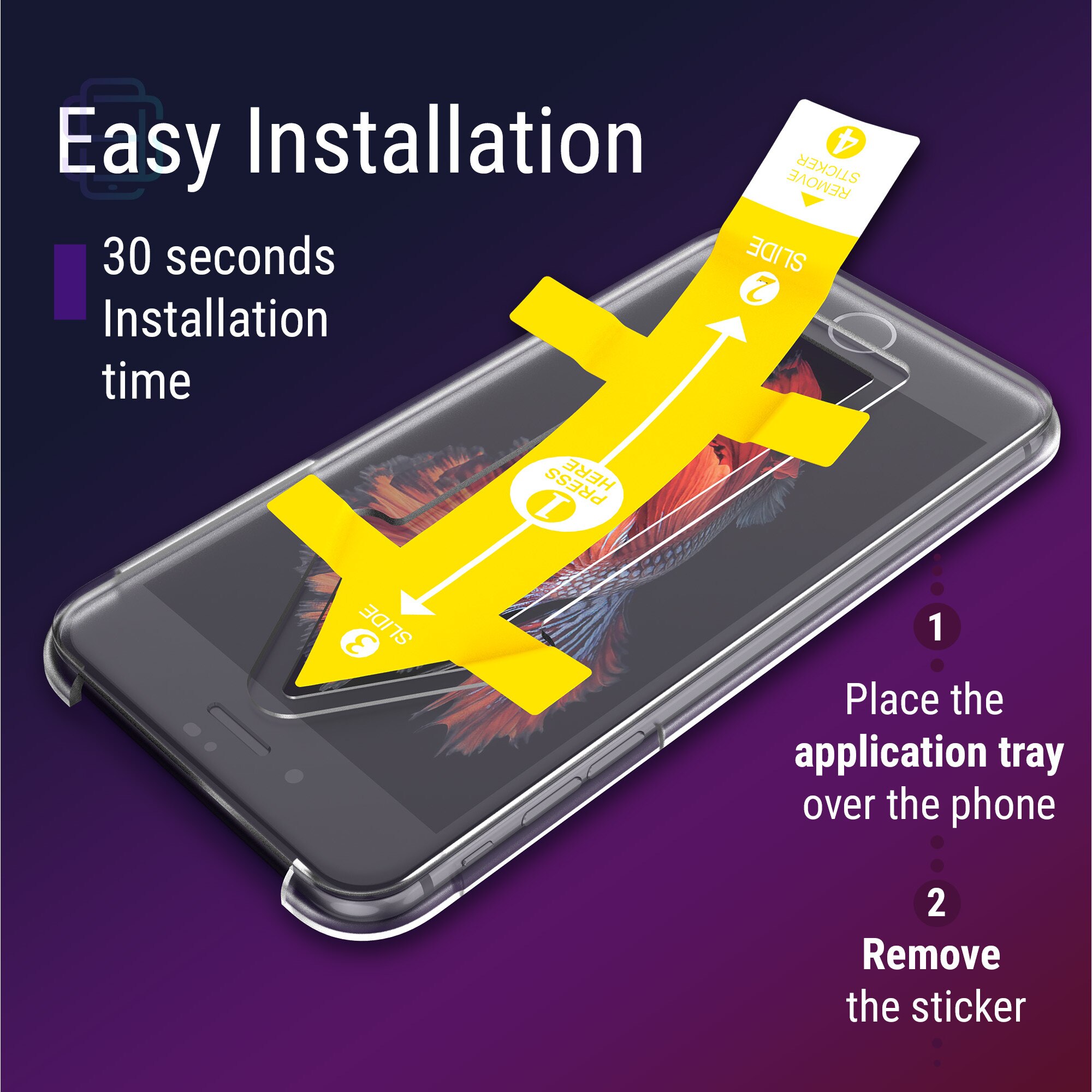 Set 2 Folii sticla pentru iPhone 6s / 6, Full Cover 3D, DefenSlim, instalare usoara si rapida cu dispozitiv de potrivire automata in 30 sec cu Easy Install Kit patentat, protectie telefon