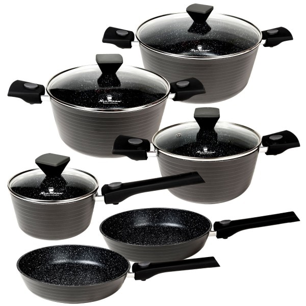 Set oale 10 piese invelis marmura,manere detasabile, negru- Neumann