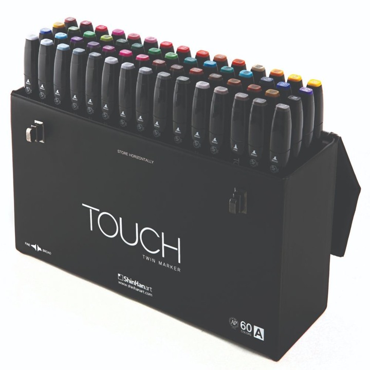 Комплект маркери ShinHan Art, TOUCH TWIN, 60 броя, set [A]