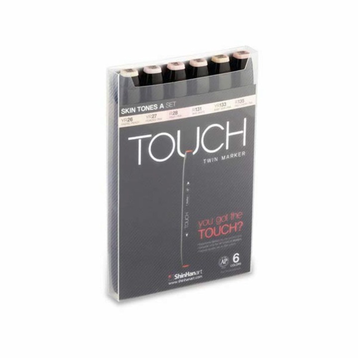 Комплект маркери ShinHan Art, TOUCH TWIN, 6 броя, цветове на кожа