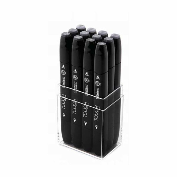 Комплект маркери ShinHan Art, TOUCH TWIN, 12 броя, студени степени на сиво