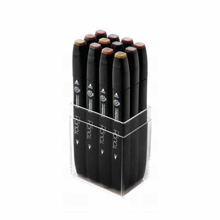 Комплект маркери ShinHan Art, TOUCH TWIN, 12 броя, дървесни цветове