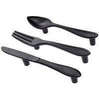 3 buc cutit negru modern  lingura  furculita dulap de bucatarie usa trage maner dulap dulap sertar maner buton cc 76 mm imagen 21_0_
0