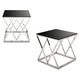 Masuta De Cafea, Loft, Timantti Silver Black, Sticla Dura Calita, Tampoane Solide Din Silicon, Picioare Reglabile, 55x55x55 cm, Argintiu