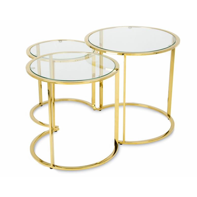 Set de 3 mese Loft auriu inox