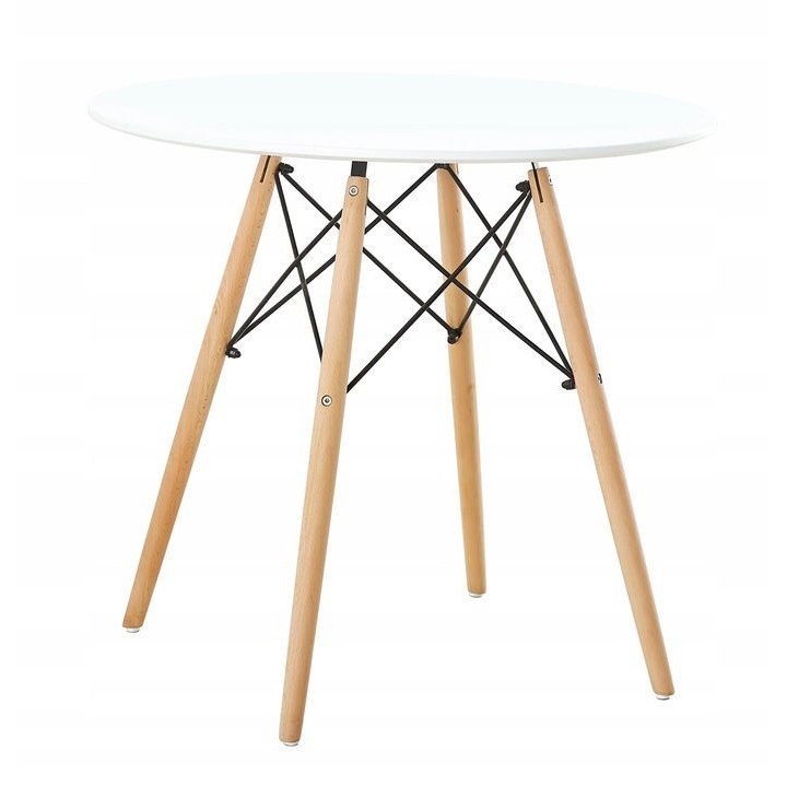 MicroZece konyhaasztal, skandináv stílusú, modern, kerek, átmérője 60 cm, lakkozott MDF, fehér