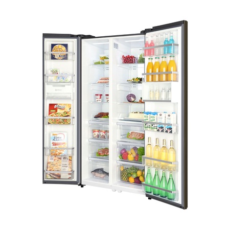 Side by Side Haier HRF-800DGS8, 792 l, Clasa A+++, No Frost, H 190 cm, Sticla Argintiu