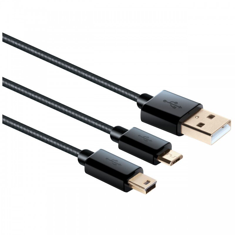 Cablu, iSound 2 in 1, Gold Plated, Negru, 1.2m, microUSB si miniUSB