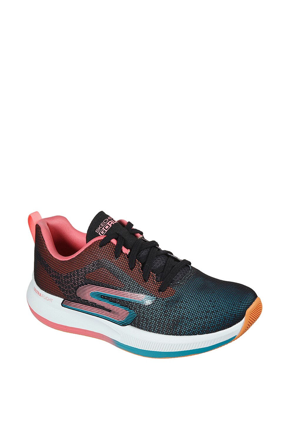 Skechers, Pantofi sport Go Run Pulse- Get Moving, Albastru/Oranj/Roz, 35