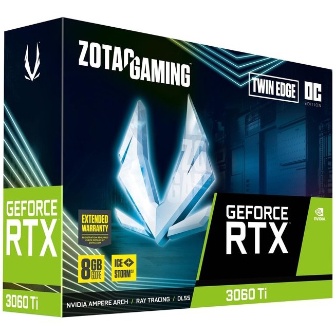 ZOTAC　GeForce　RTX3060ti Placa video ZOTAC GAMING GeForce® RTX™ 3060 Ti Twin Edge OC, 8GB