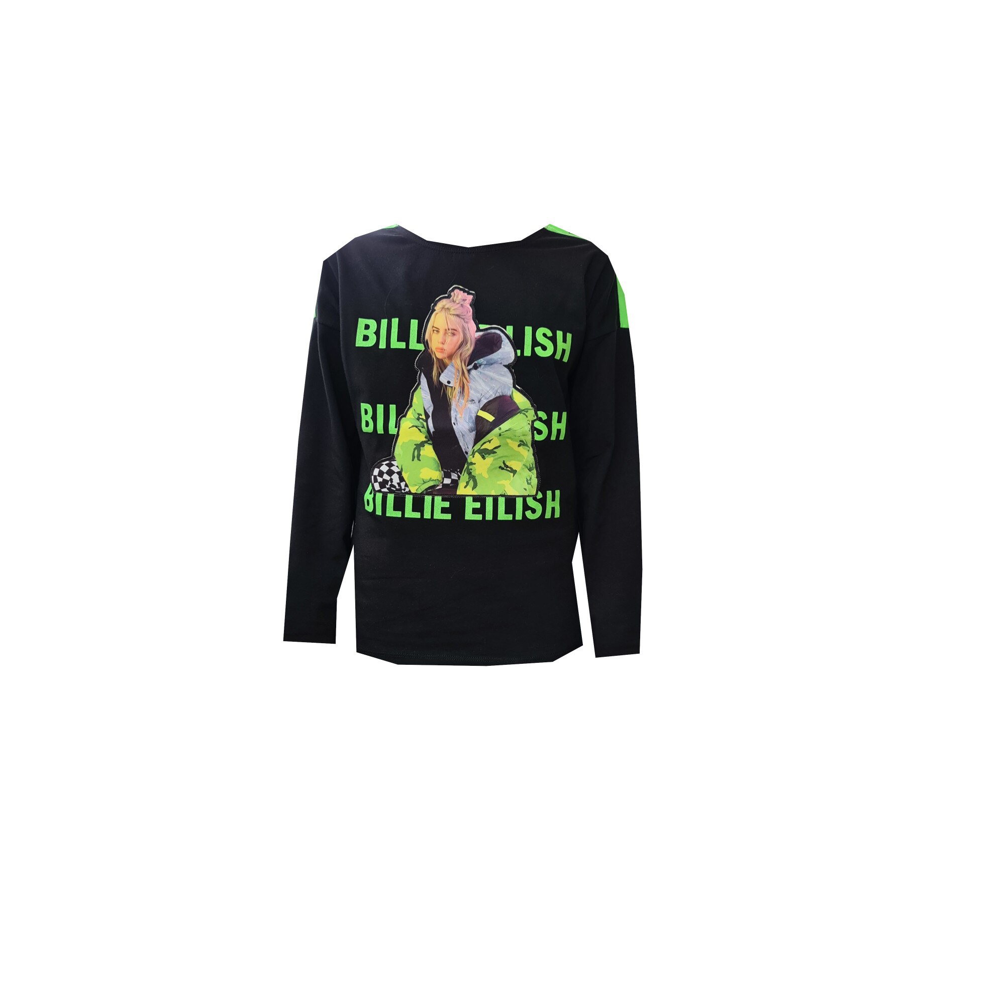 Bluza fete Billie Eilish, Negru/Verde, 176 CM