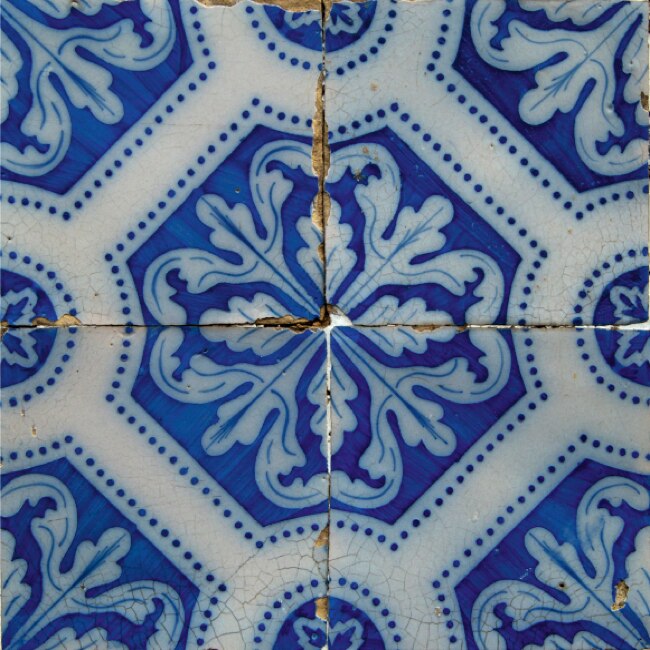 Set stickere autocolante faianta decorativa 20cm x 20cm model decorativ albastru cu lemn