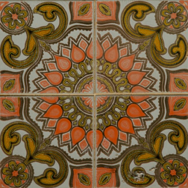 Set stickere autocolante faianta decorativa 20cm x 20cm model decorativ roman culoare portocalie