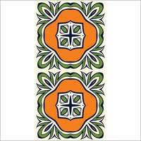 set stickere autocolante faianta decorativa 20cm x 40cm model desen abstract portocaliu cu verde imagen 22_0_
0