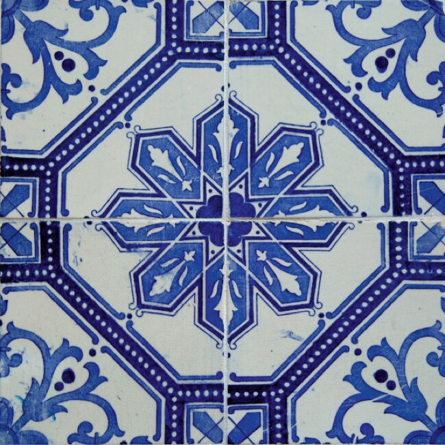 Set stickere autocolante faianta decorativa 20cm x 20cm model decorativ roman antic cu albastru