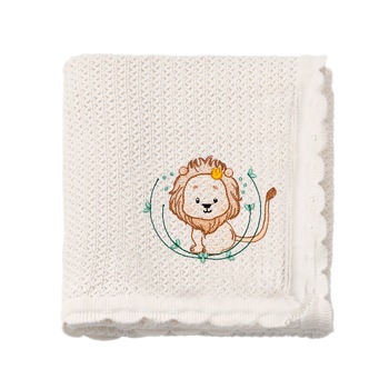 Paturica tricotata bebe, LWS, bumbac, brodata,model Leut, 70x90 cm Paturica tricotata bebe, LWS, bumbac, brodata,model Leut, 70x90 cm