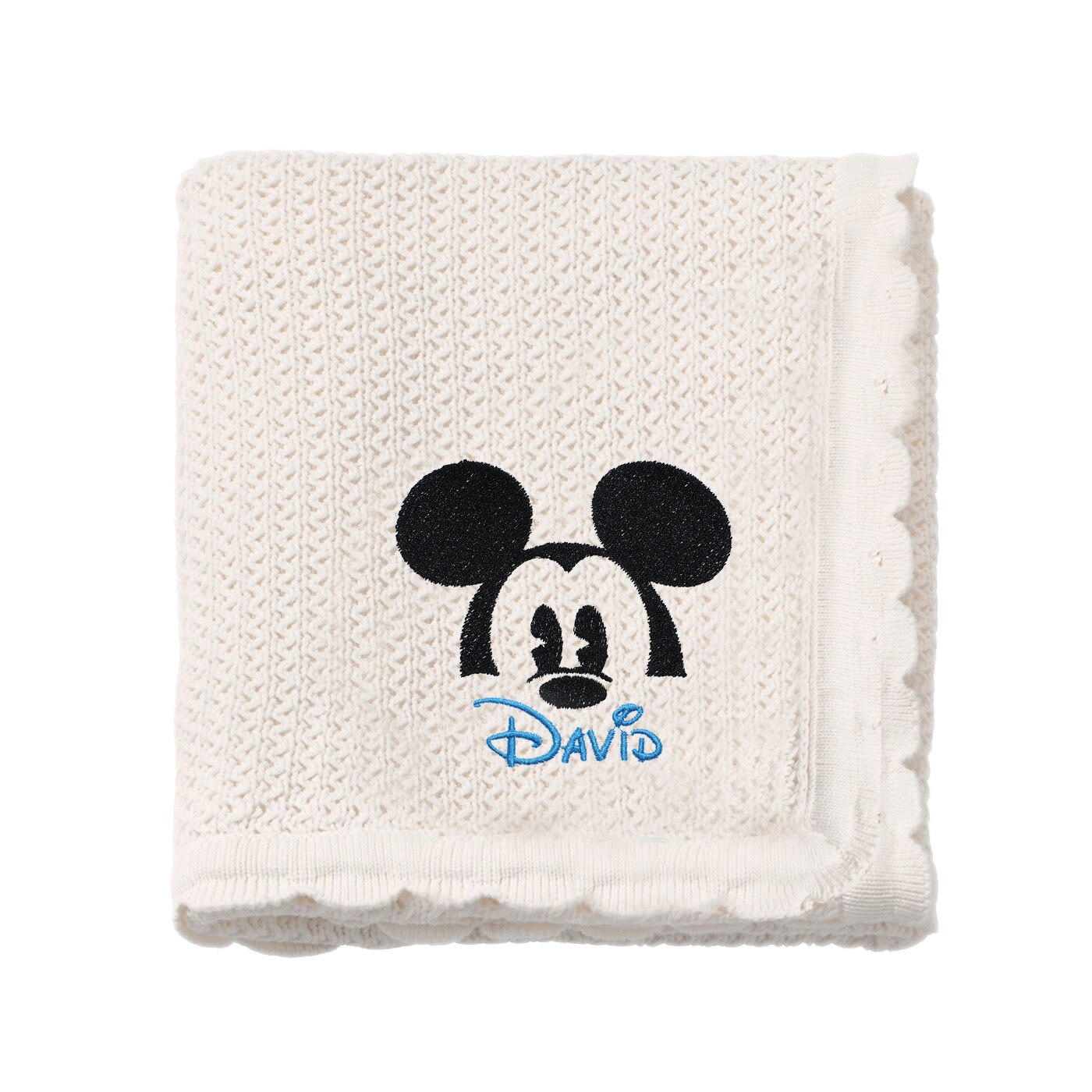 Paturica tricotata bebe, LWS, bumbac, brodata,model Mickey David, 70x90 cm