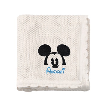 Paturica tricotata bebe, LWS, bumbac, brodata,model Mickey Andrei, 70x90 cm Paturica tricotata bebe, LWS, bumbac, brodata,model Mickey Andrei, 70x90 cm