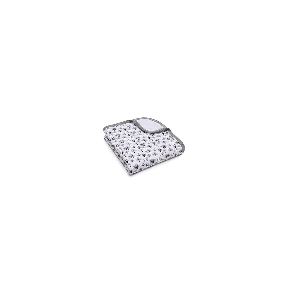 Patura moale pentru copii Pulp, cu gluga, 90x90 cm, bumbac, alb/gri